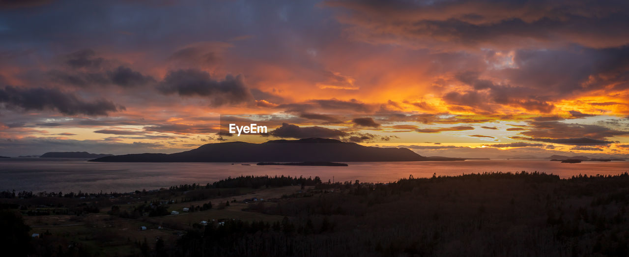 Dramatic sunset over orcas island, washington. 