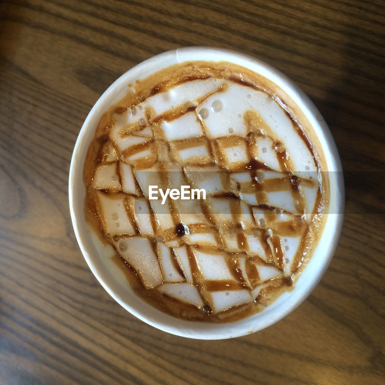 Directly above shot of coffee cup on table