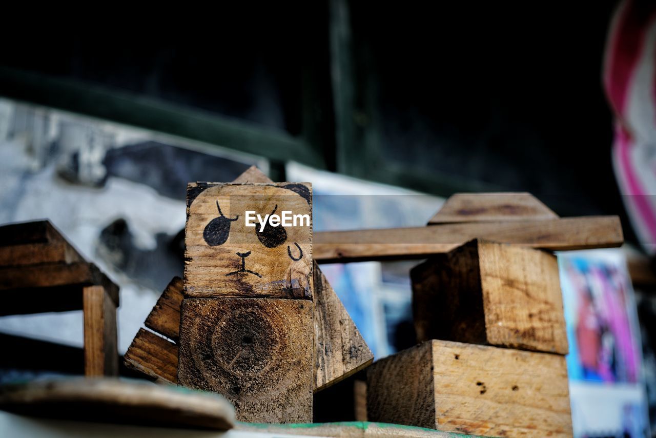 Close-up of wooden blocks