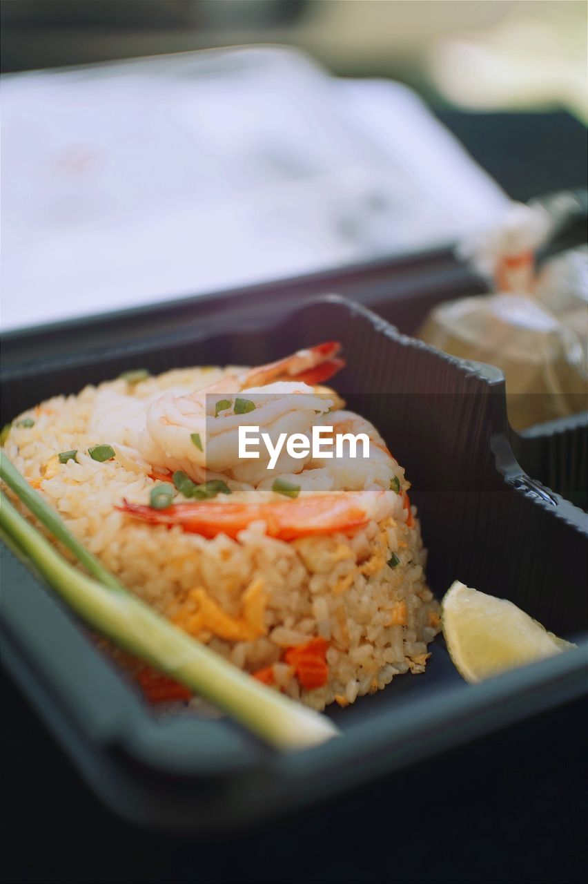 Close-up of meal served in plate