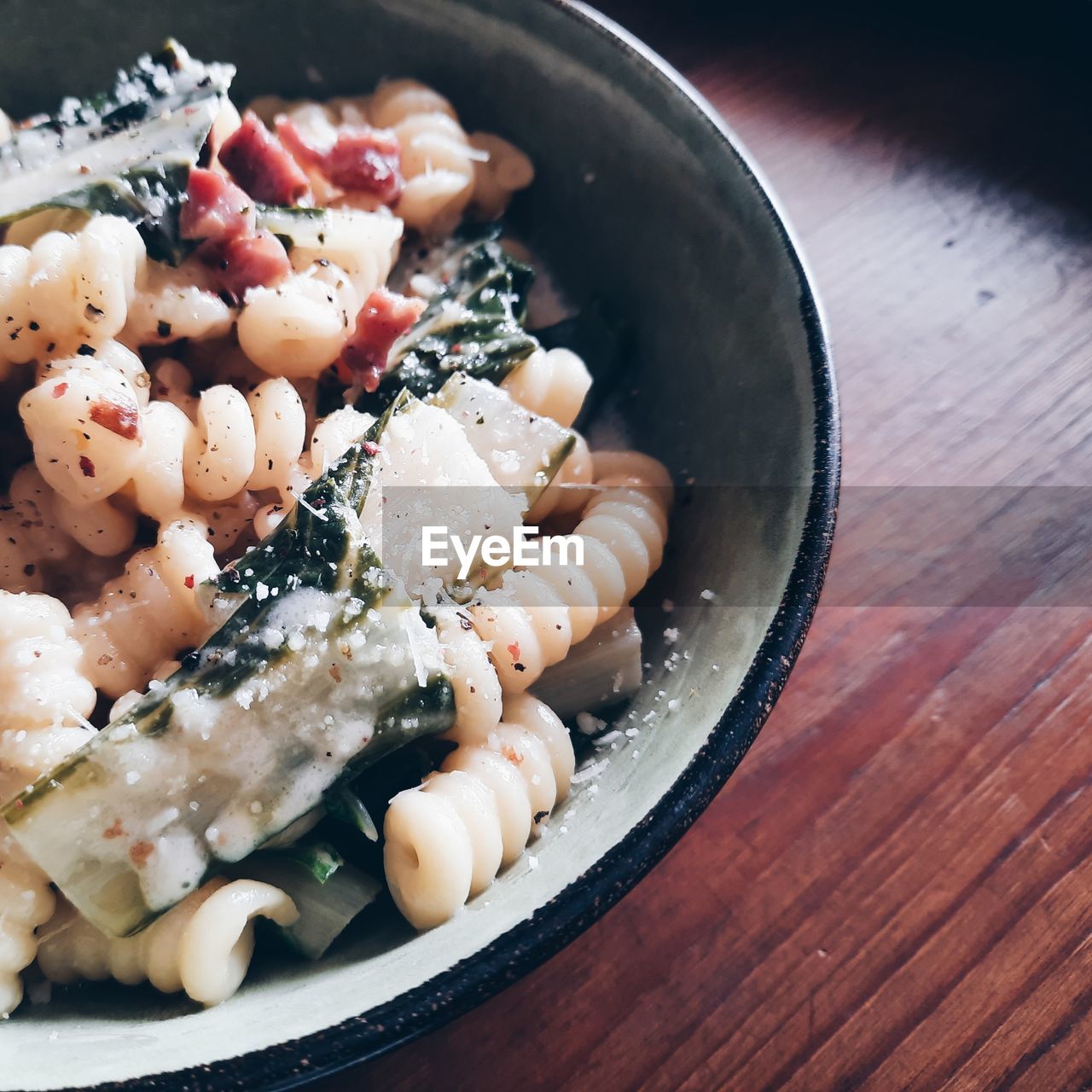 High angle view of food in plate on table