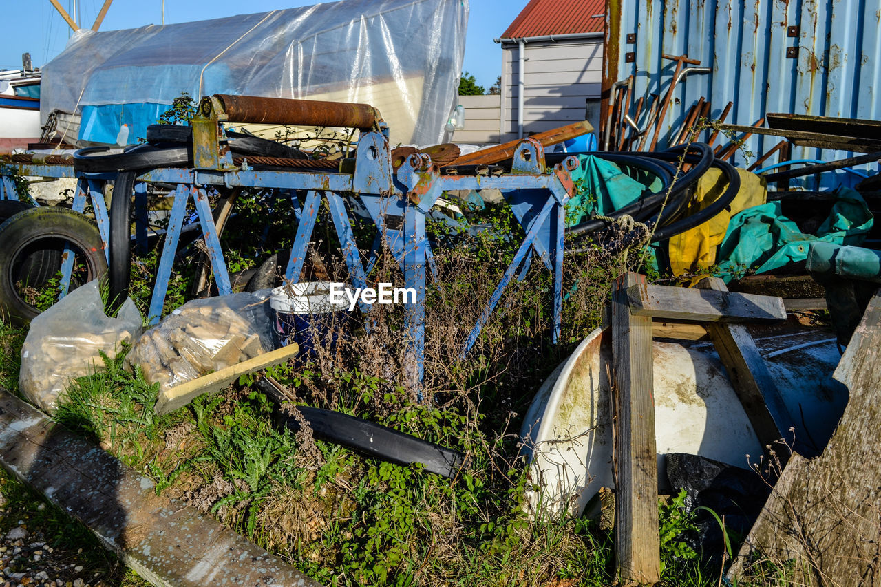 ABANDONED BOAT ON DECK