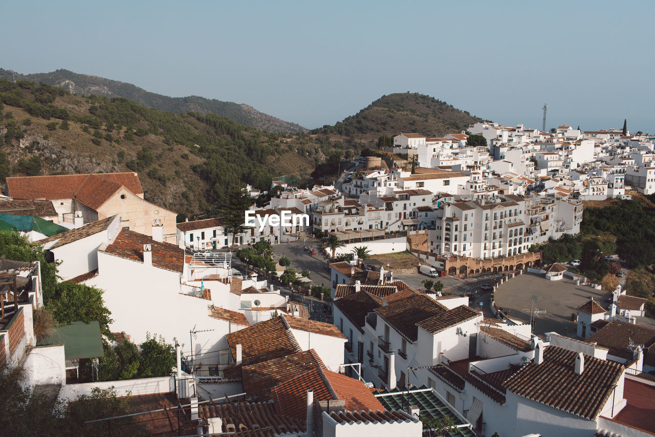 High angle view of townscape against sky