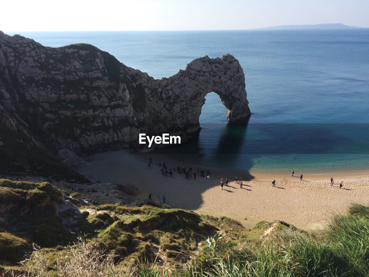 High angle view of people on beach