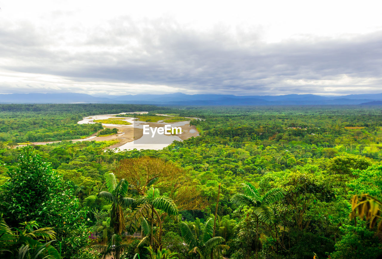 AERIAL VIEW OF LANDSCAPE AGAINST CLOUDY SKY