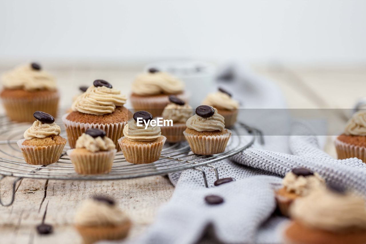 Close-up of cupcakes on table