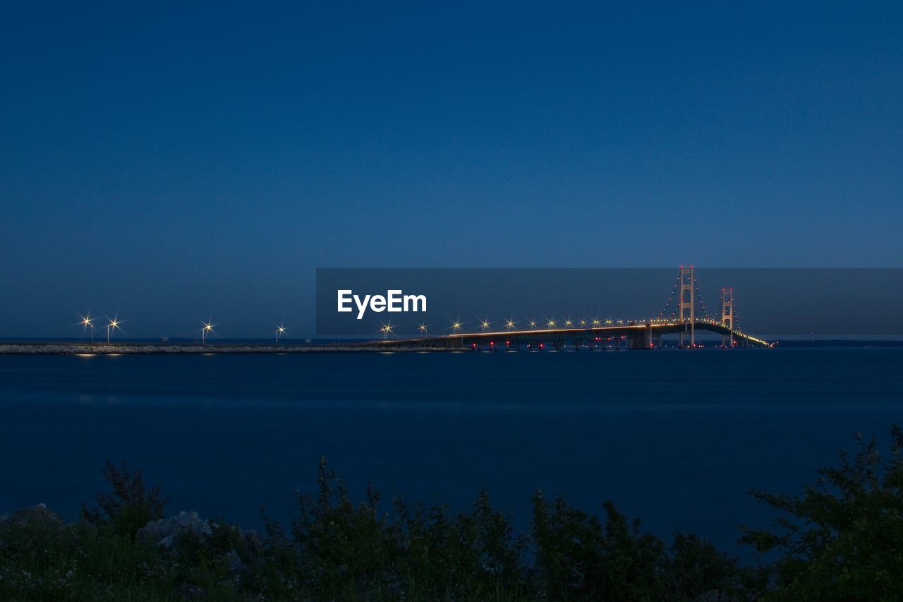 View of suspension bridge at night