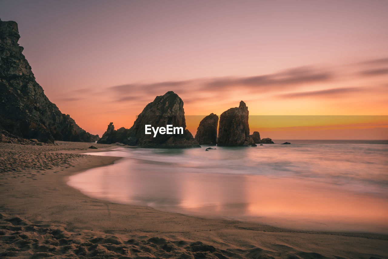 Scenic view of beach against sky