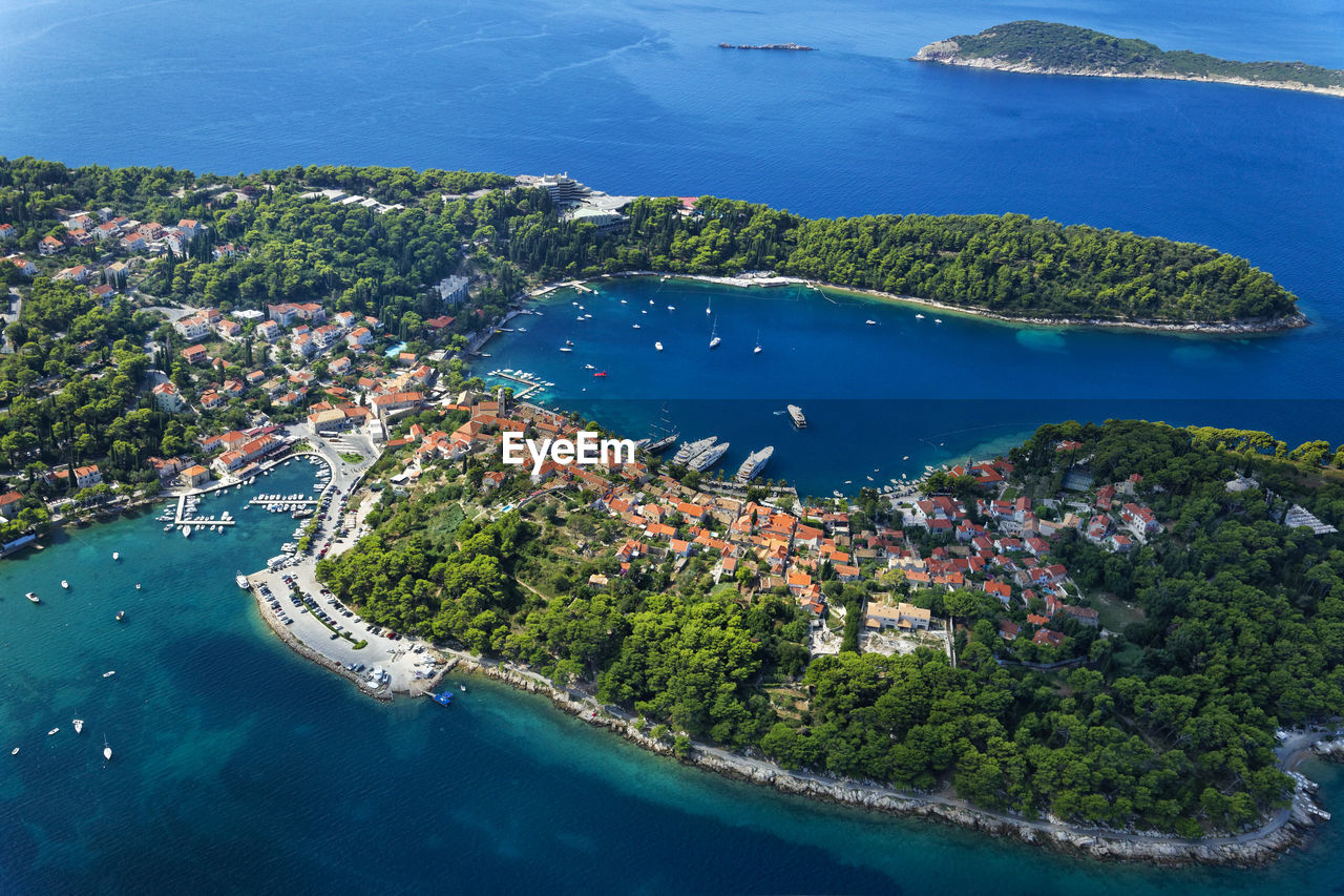 Aerial view of cavtat town in dubrovnik region, croatia