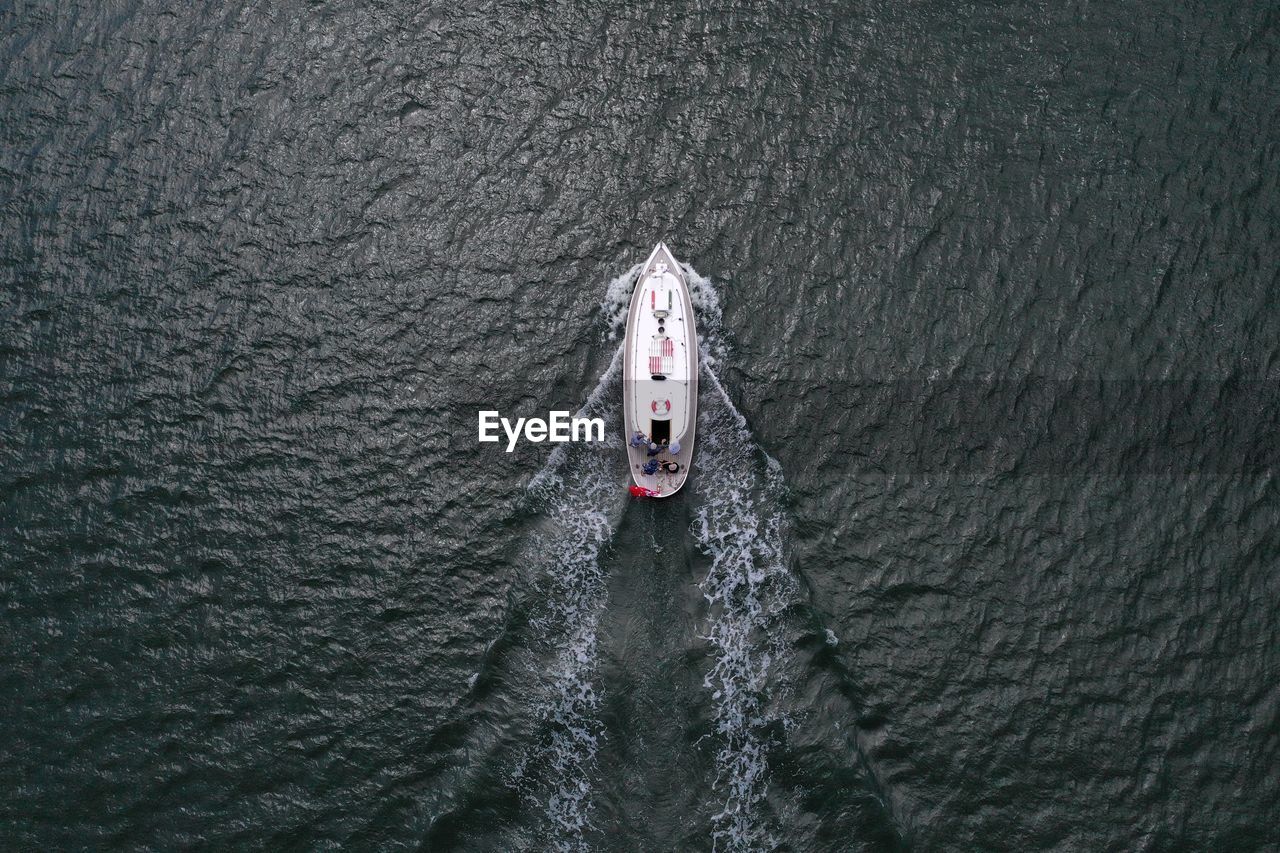 High angle view of boat in sea