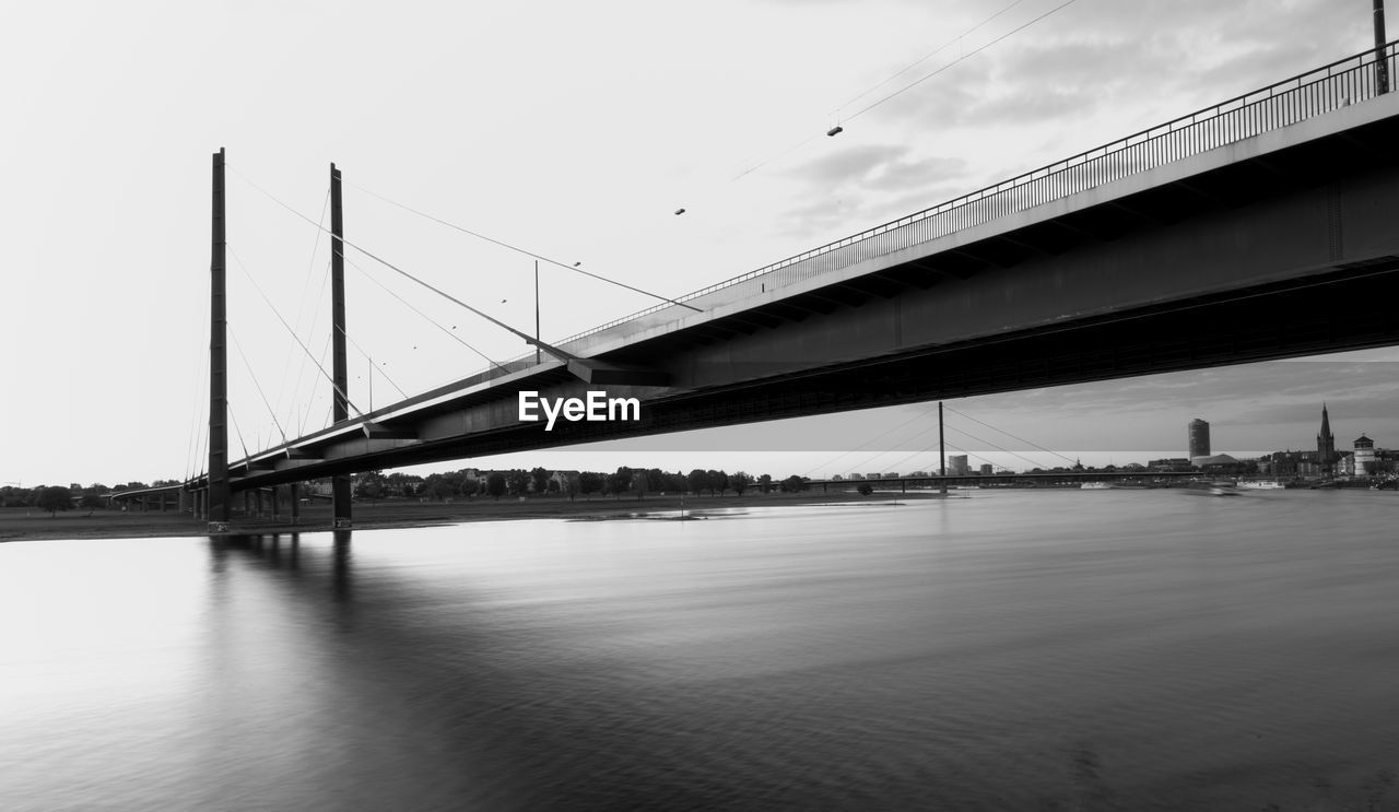 View of suspension bridge over river