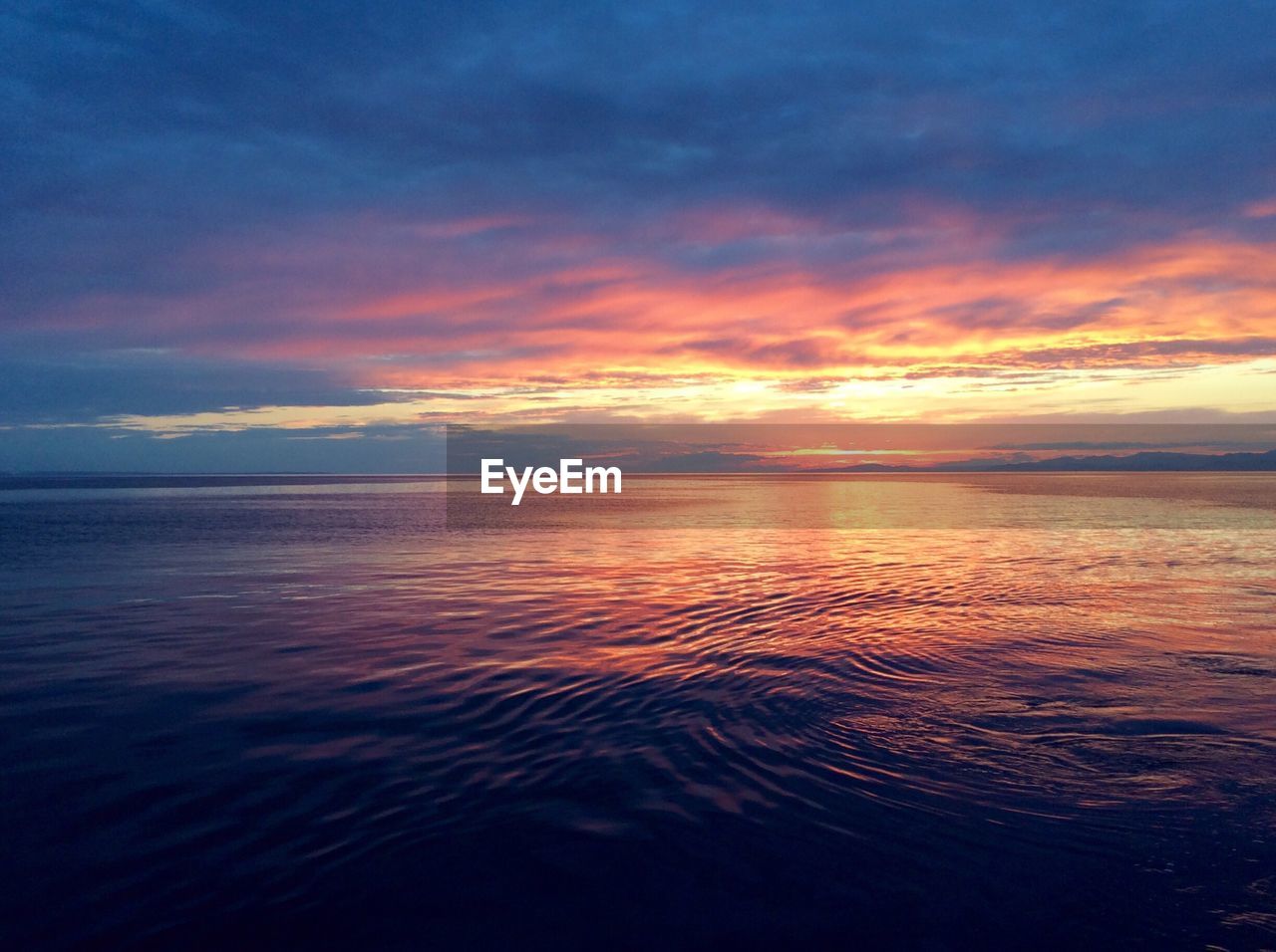 Scenic view of sea at sunset