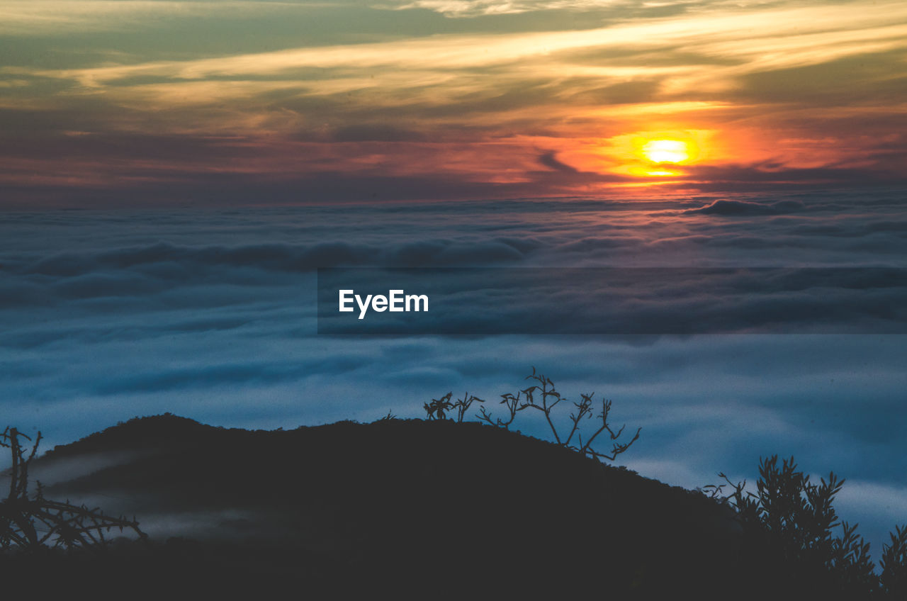 Scenic view of sea against sky during sunset