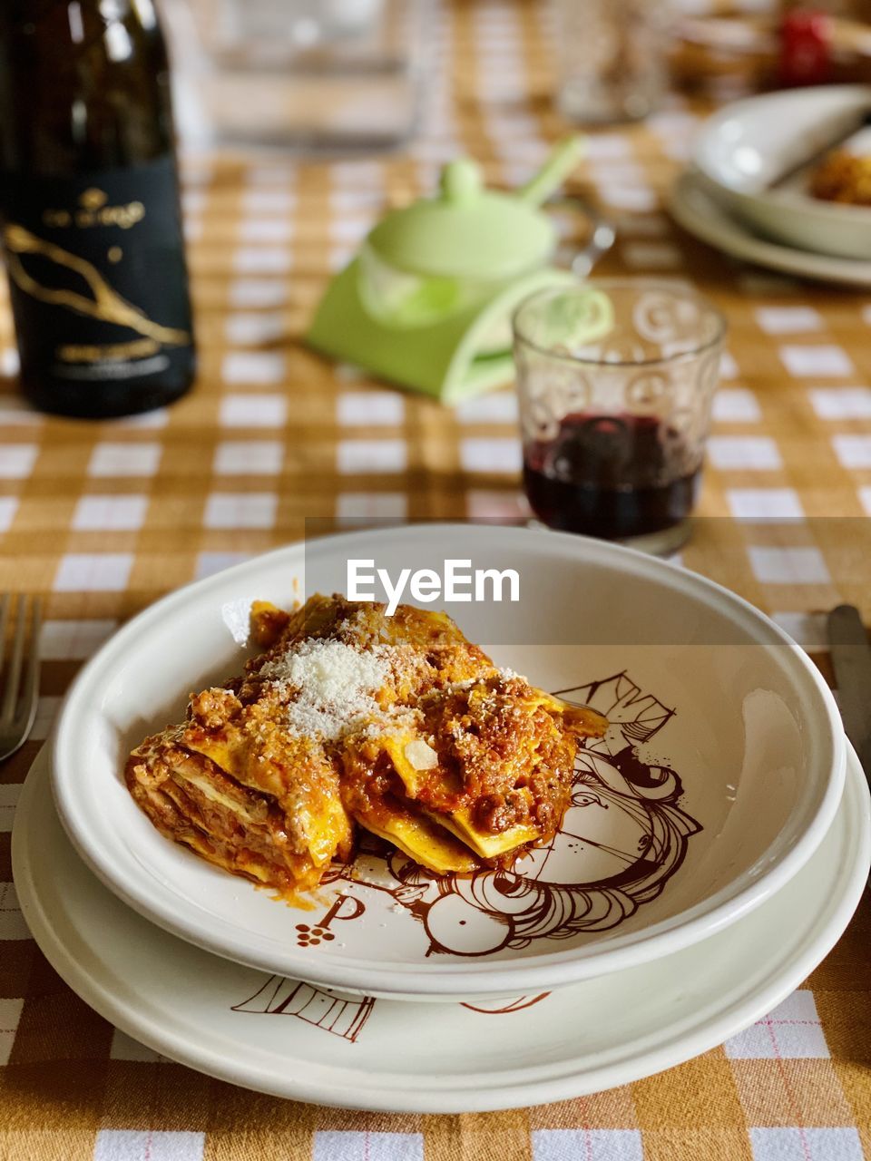 close-up of food served in plate on table