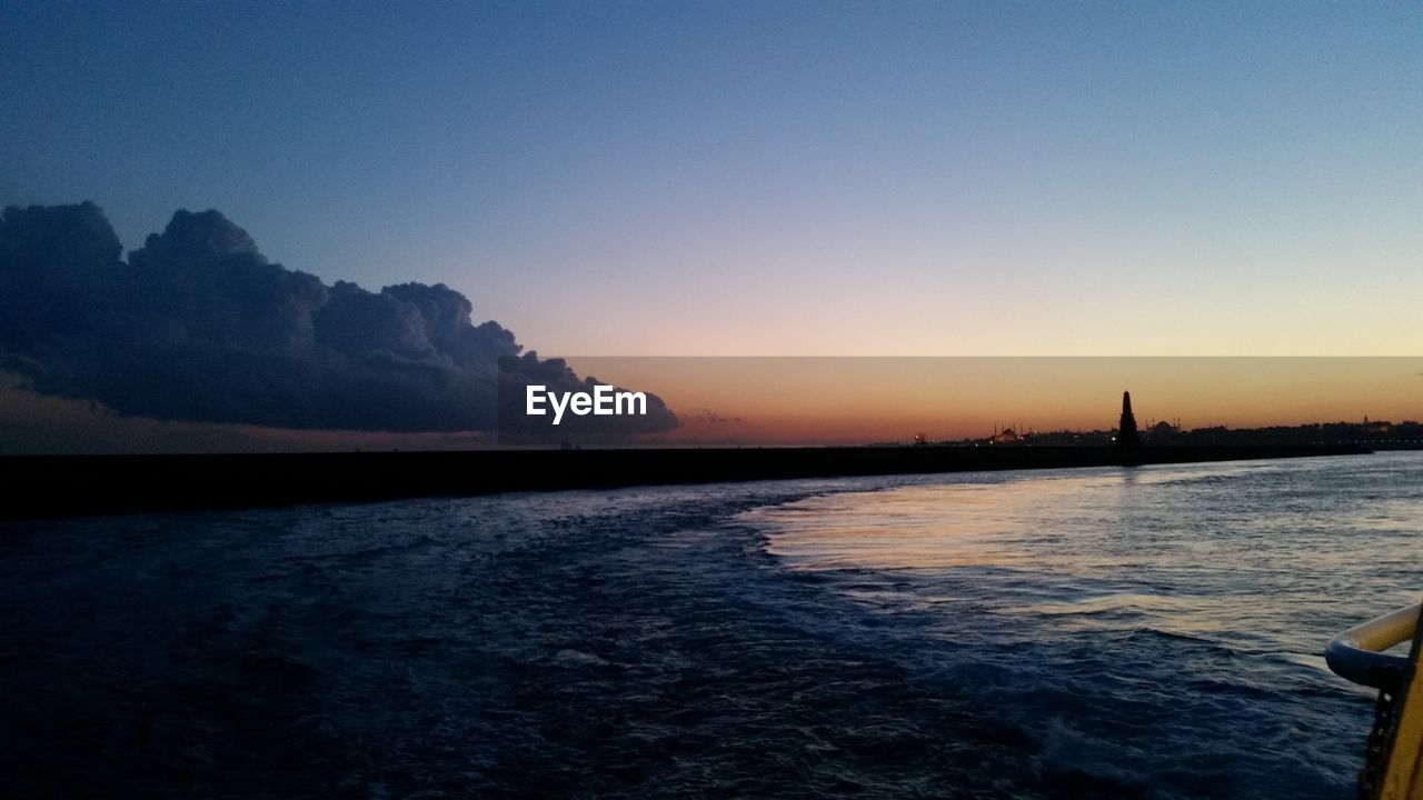 Scenic view of sea against clear sky