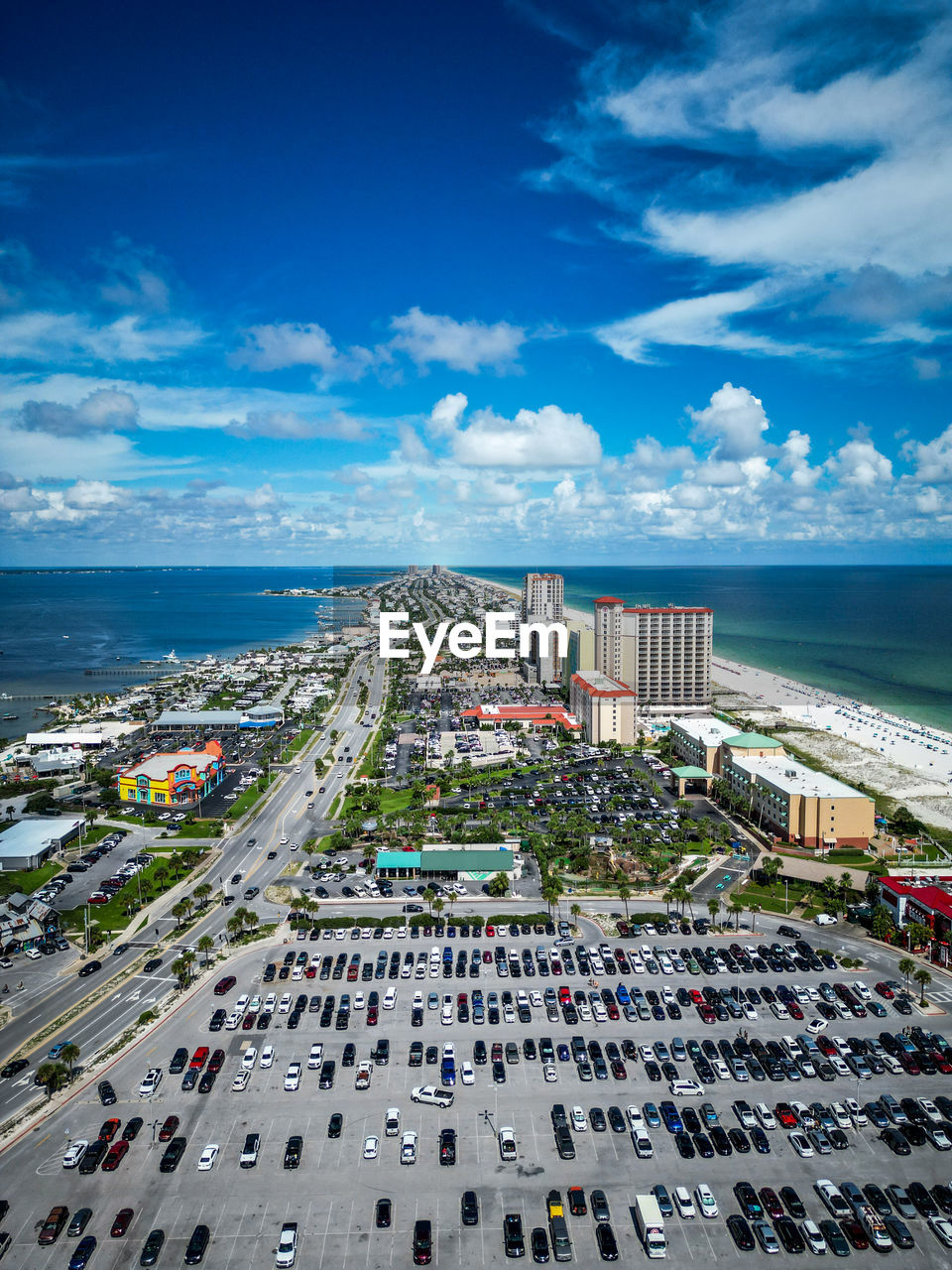 High angle view of beach against sky in florida