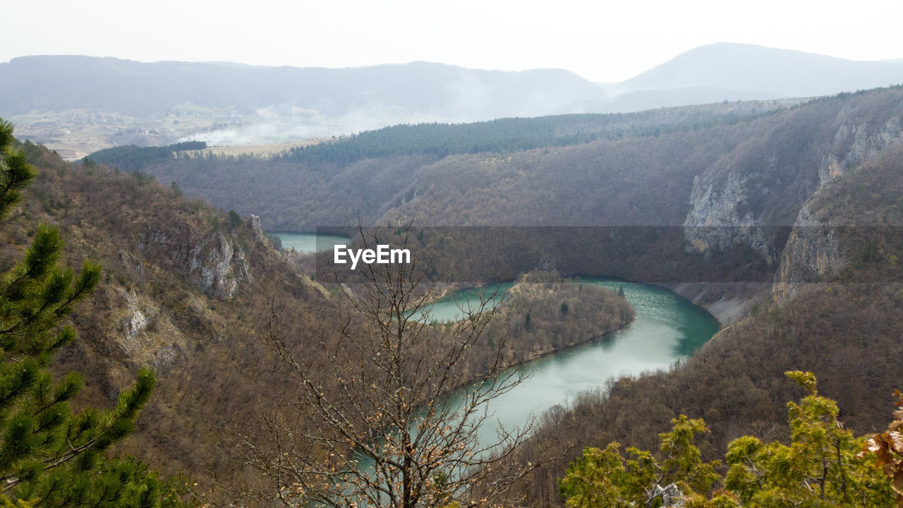 Scenic view of uvac river against sky