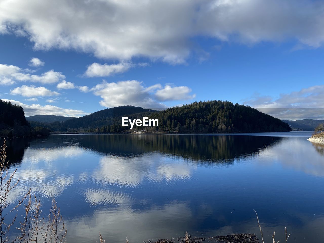 Scenic view of lake against sky