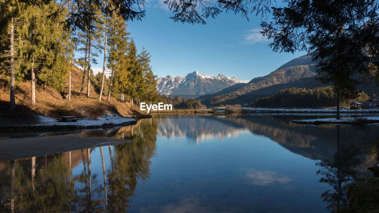 Scenic view of lake and mountains