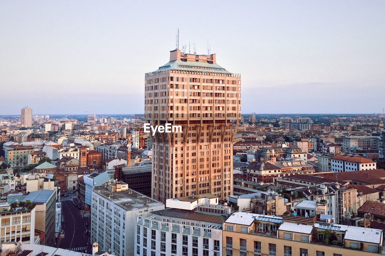 Cityscape with buildings in background