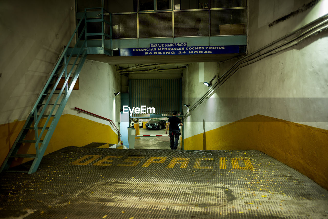 ILLUMINATED STAIRCASE IN UNDERGROUND