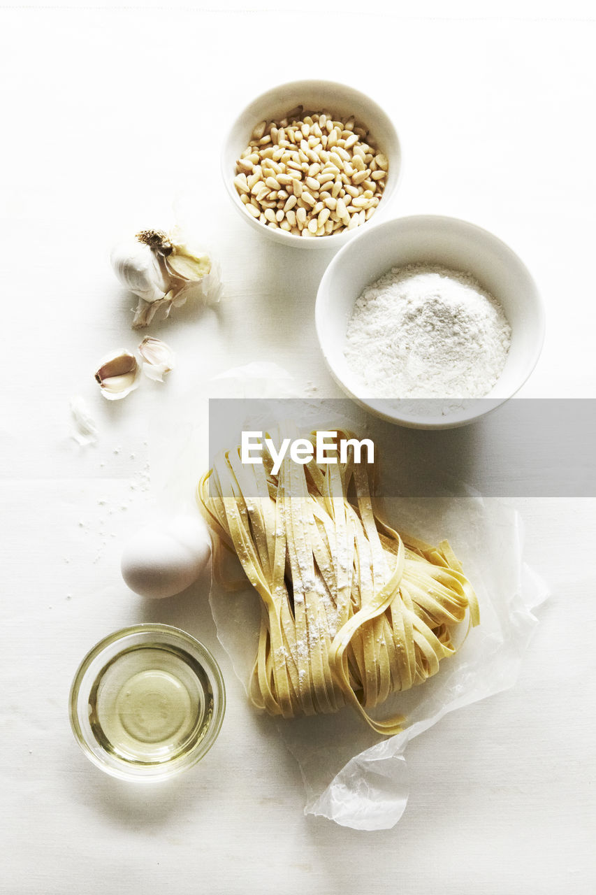 Fresh pasta making ingredients still life