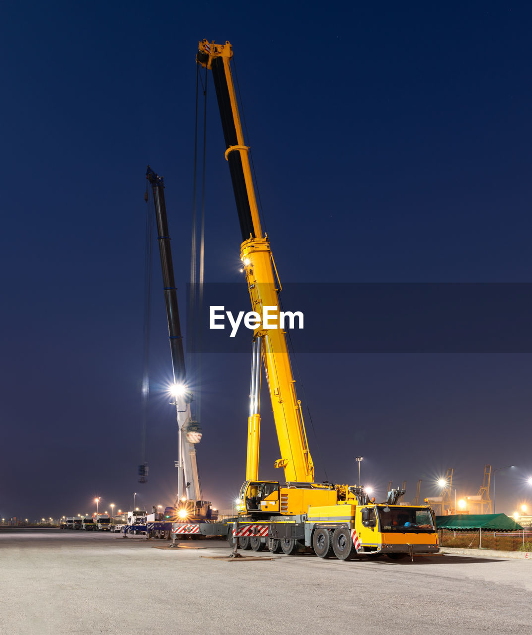 low angle view of crane at night