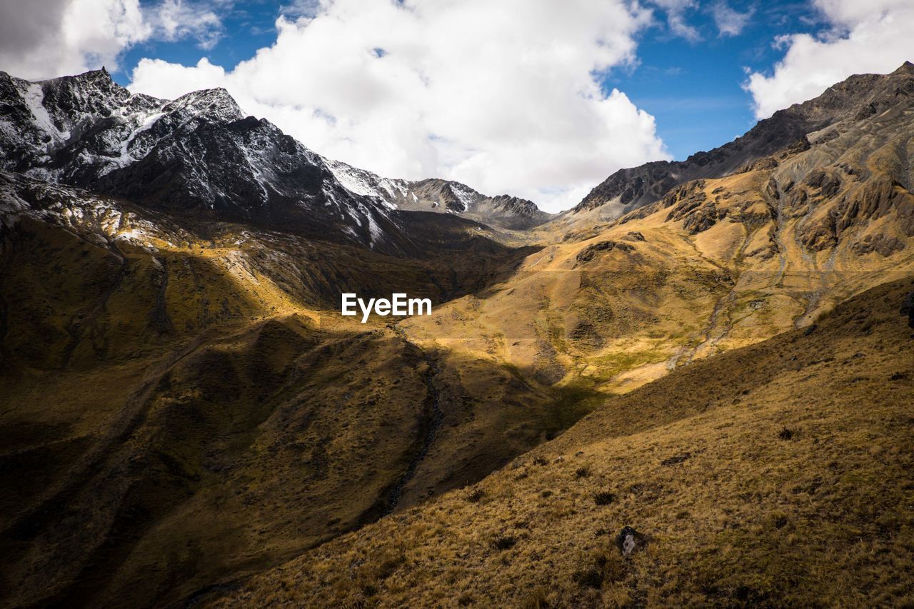 Low angle view of mountains against sky