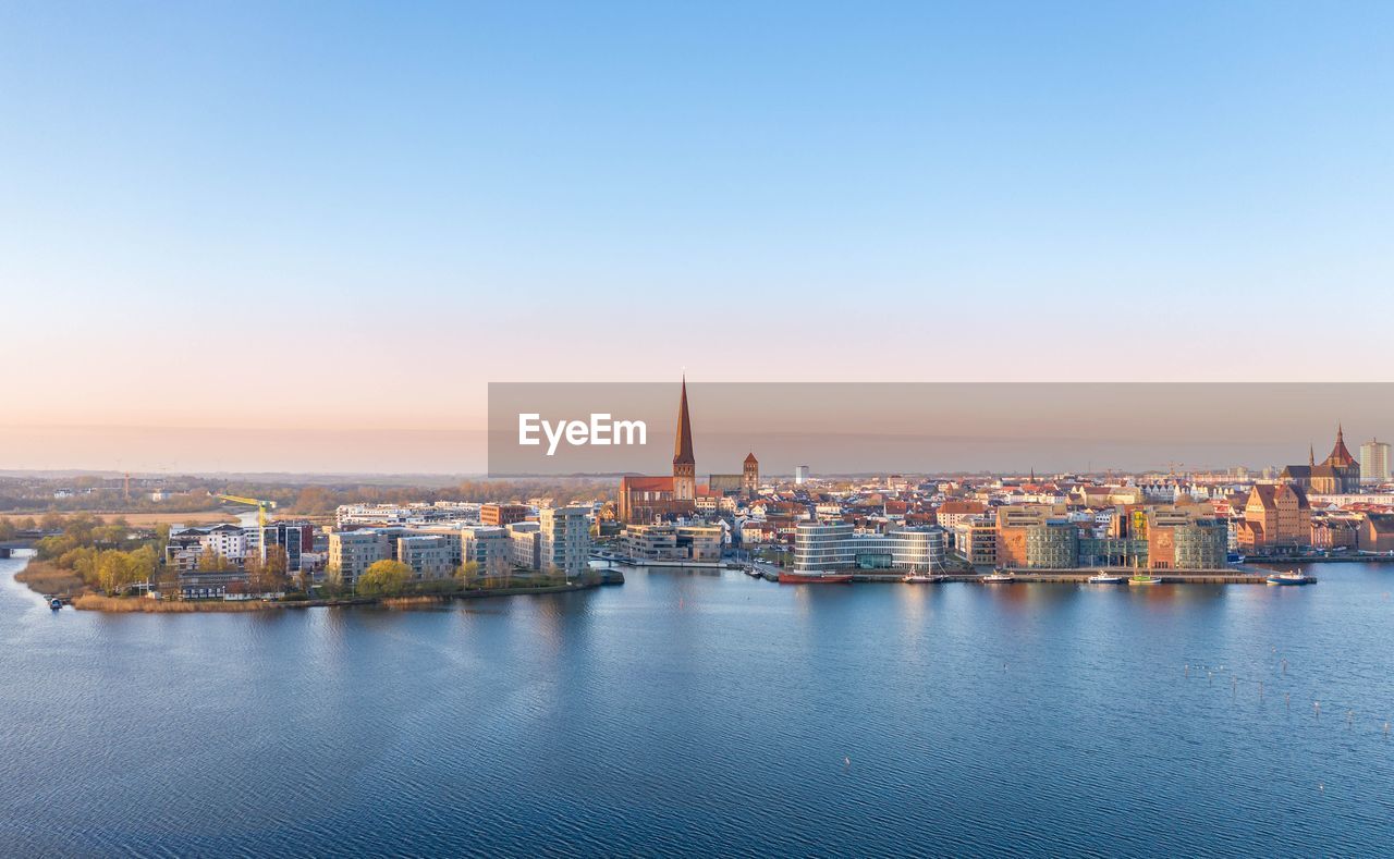 Aerial view of the skyline of the city of rostock - baltic sea
