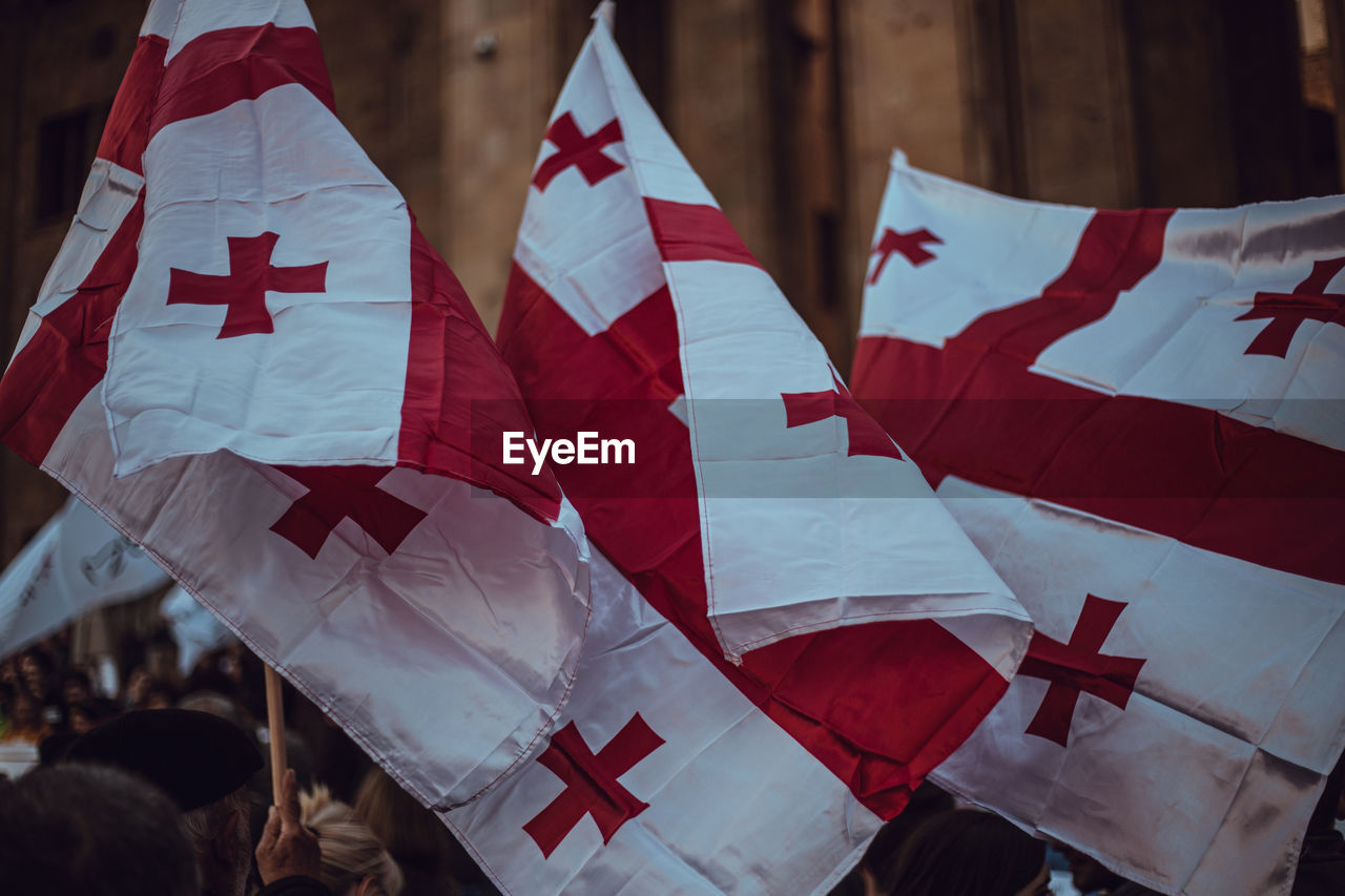 Close-up of flags