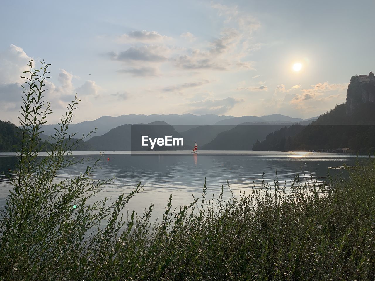 Scenic view of lake against sky