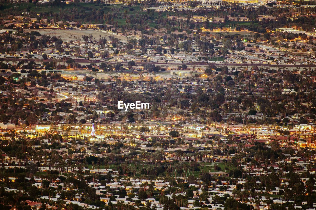 High angle view of buildings in city