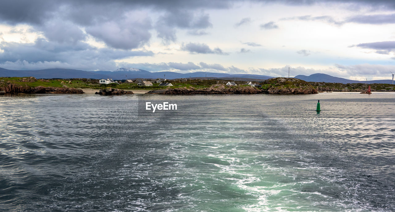 SCENIC VIEW OF SEA AND MOUNTAIN AGAINST SKY