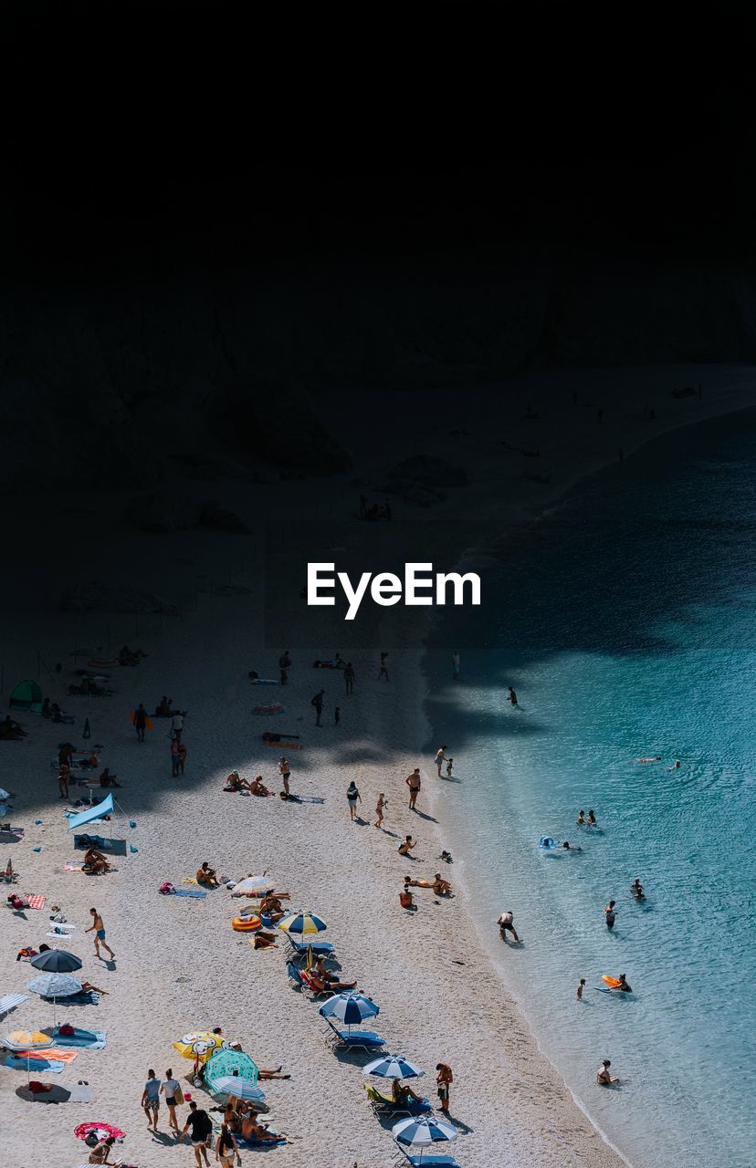 Aerial view of people at beach