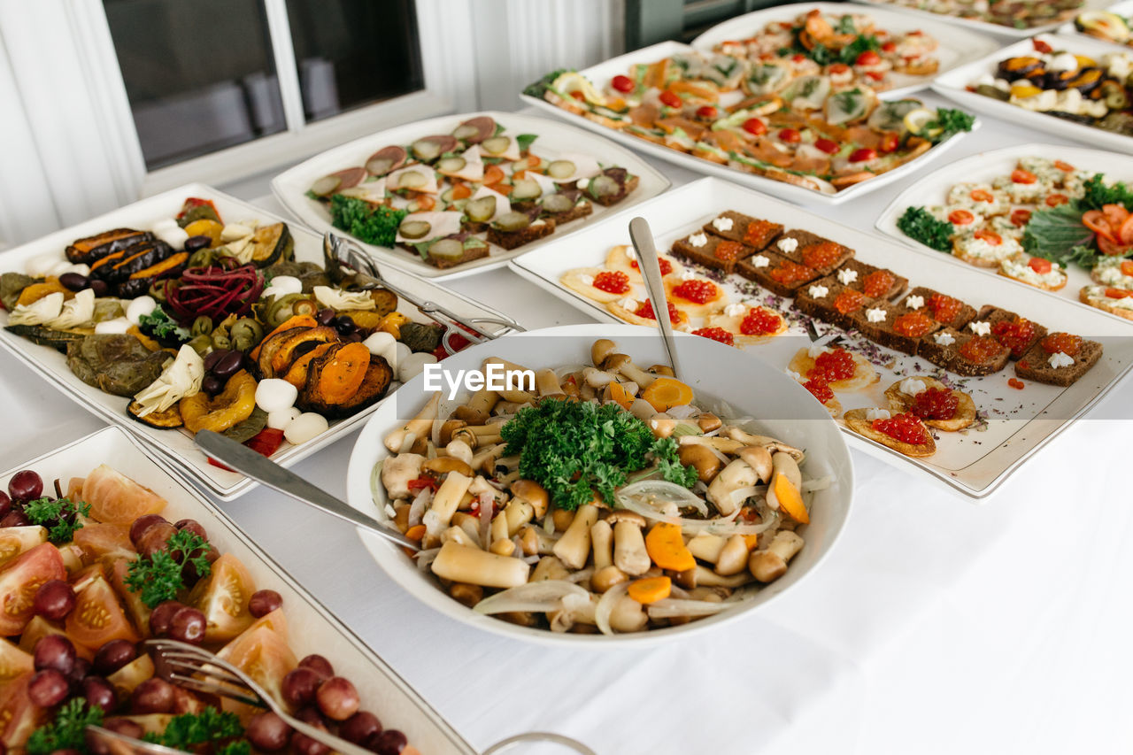 High angle view of food in plate