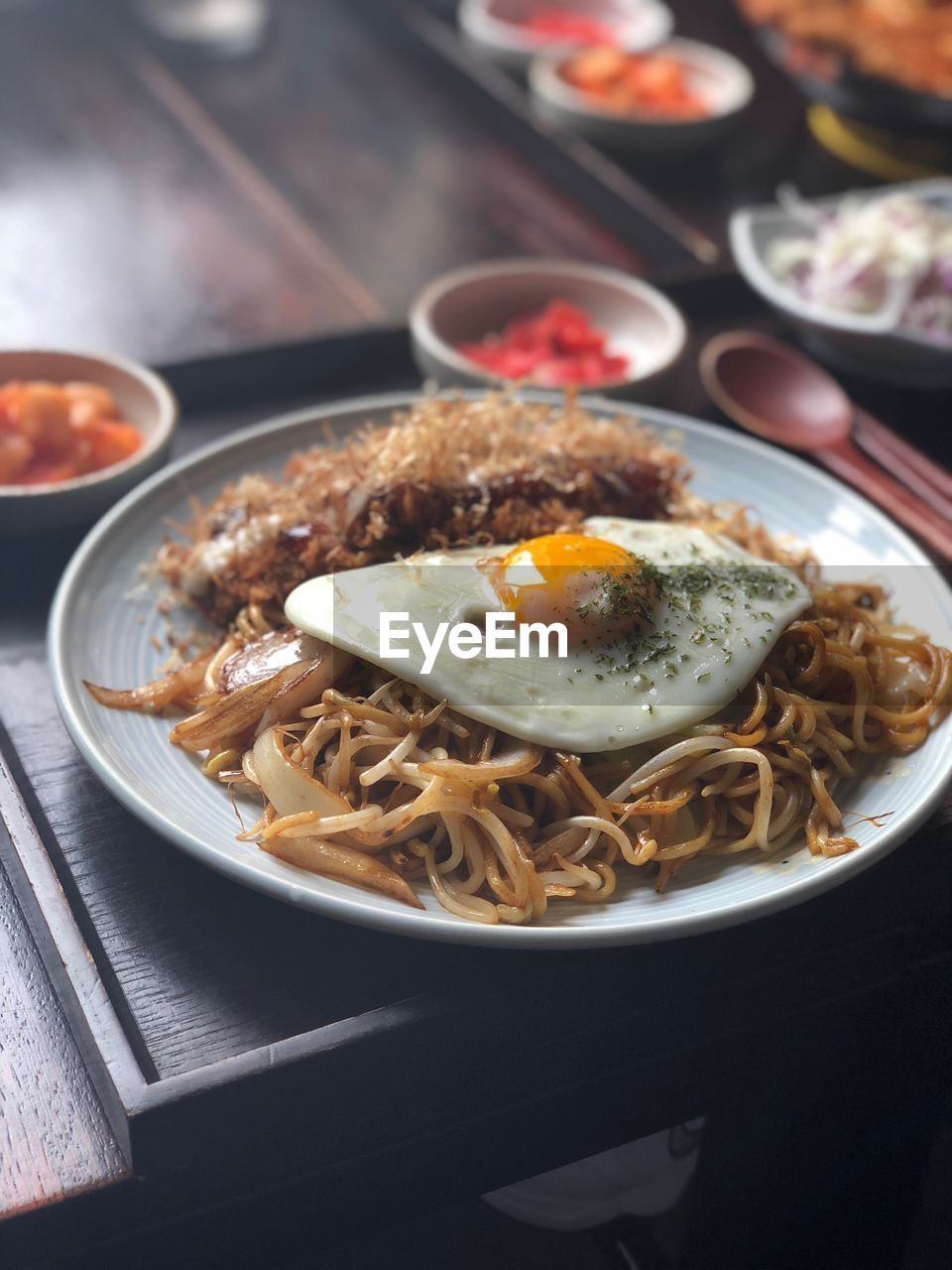 Close-up of meal served in plate on table