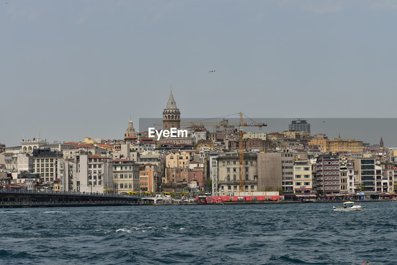 View of the galata tower in karaköy from the sirkeci coast