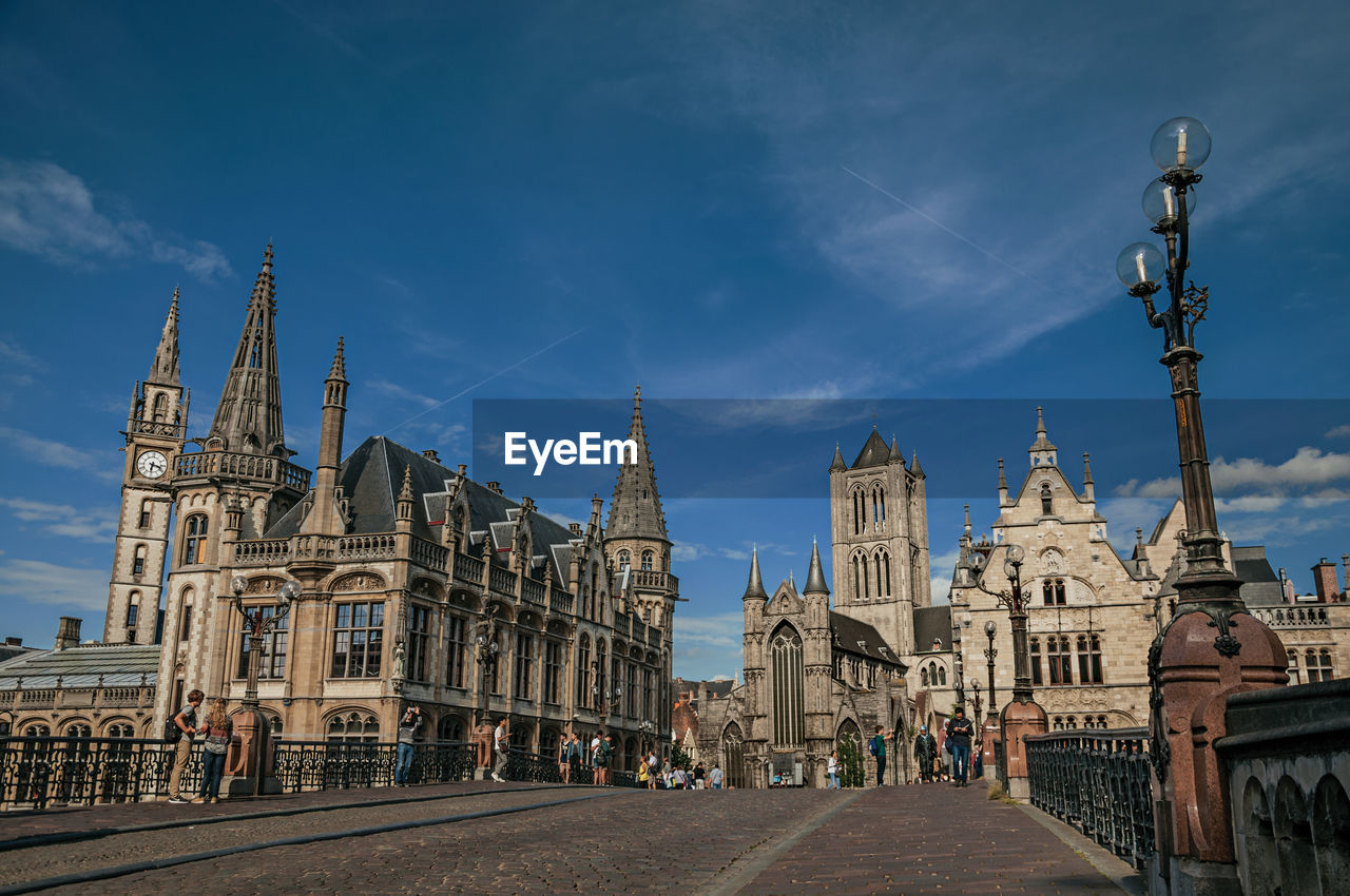 St. michael bridge and gothic buildings in ghent. a city full of gothic buildings in belgium.