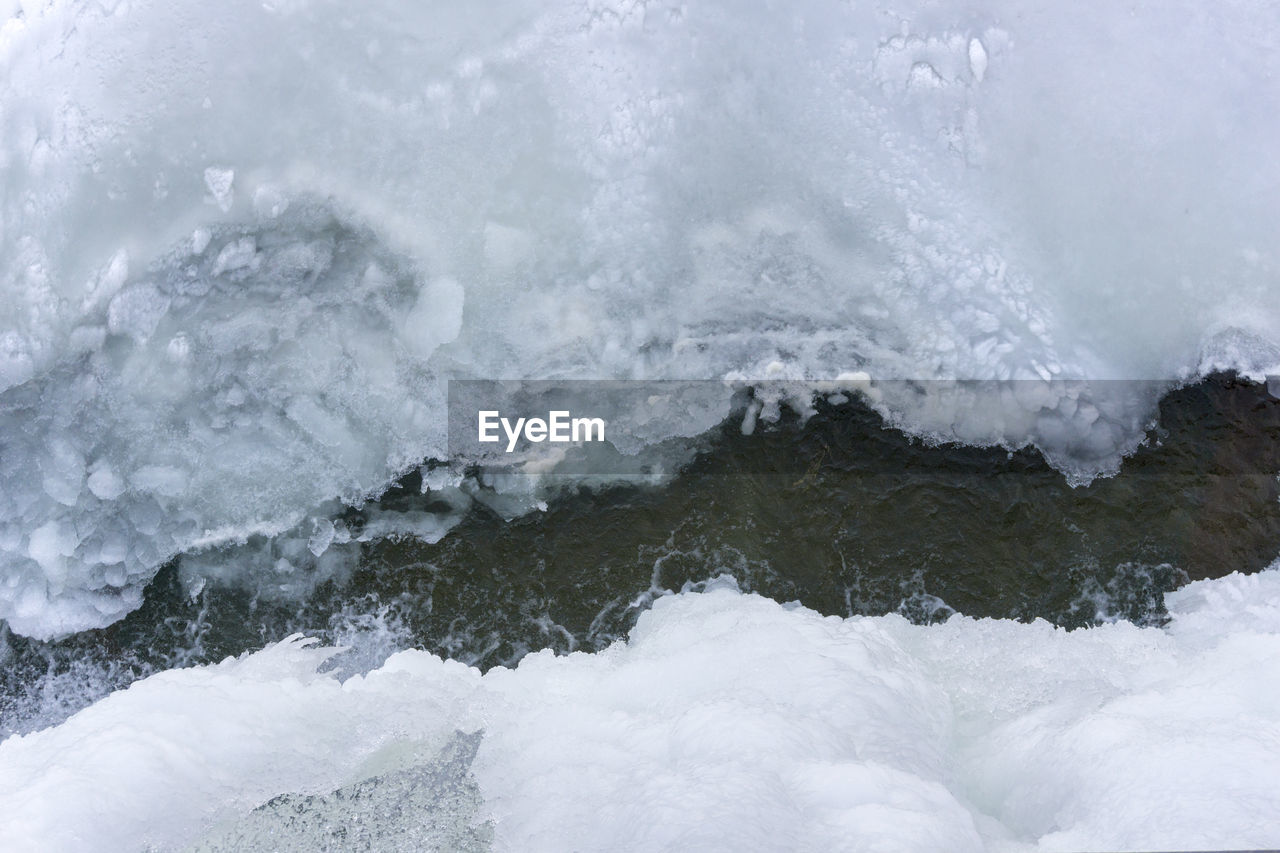 CLOSE-UP OF SNOW ON SHORE