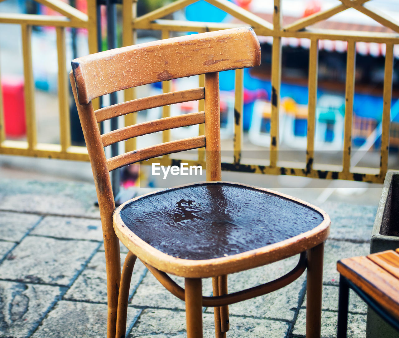 Empty chairs and table at cafe