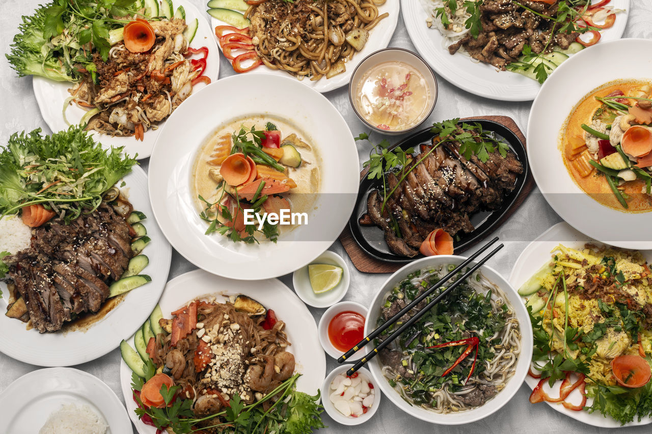 high angle view of food in plate on table