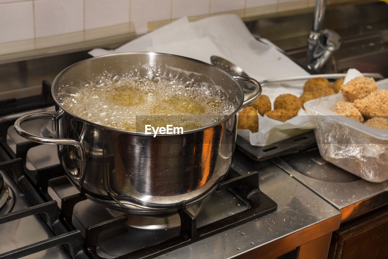 Close-up of food being prepared in kitchen at home