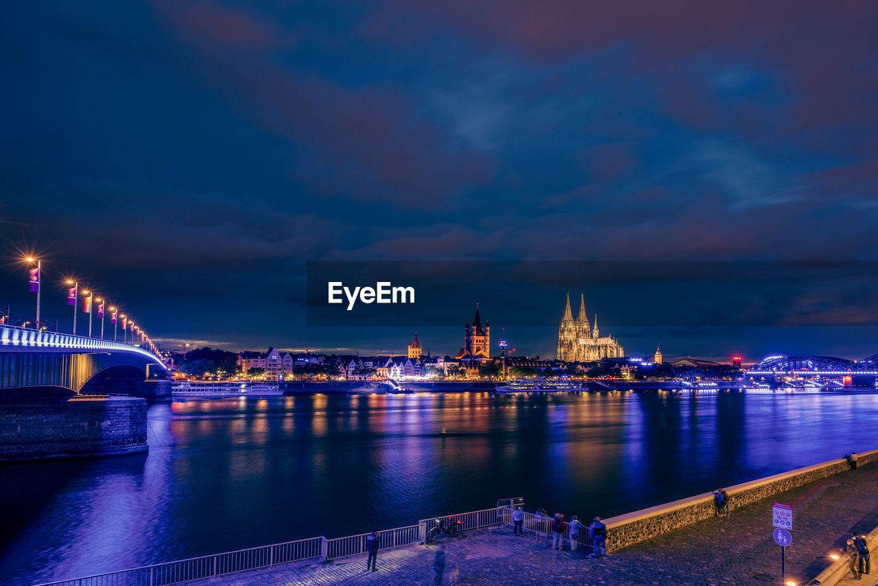 Cologne old town with cologne cathedral at the blue hour, germany.