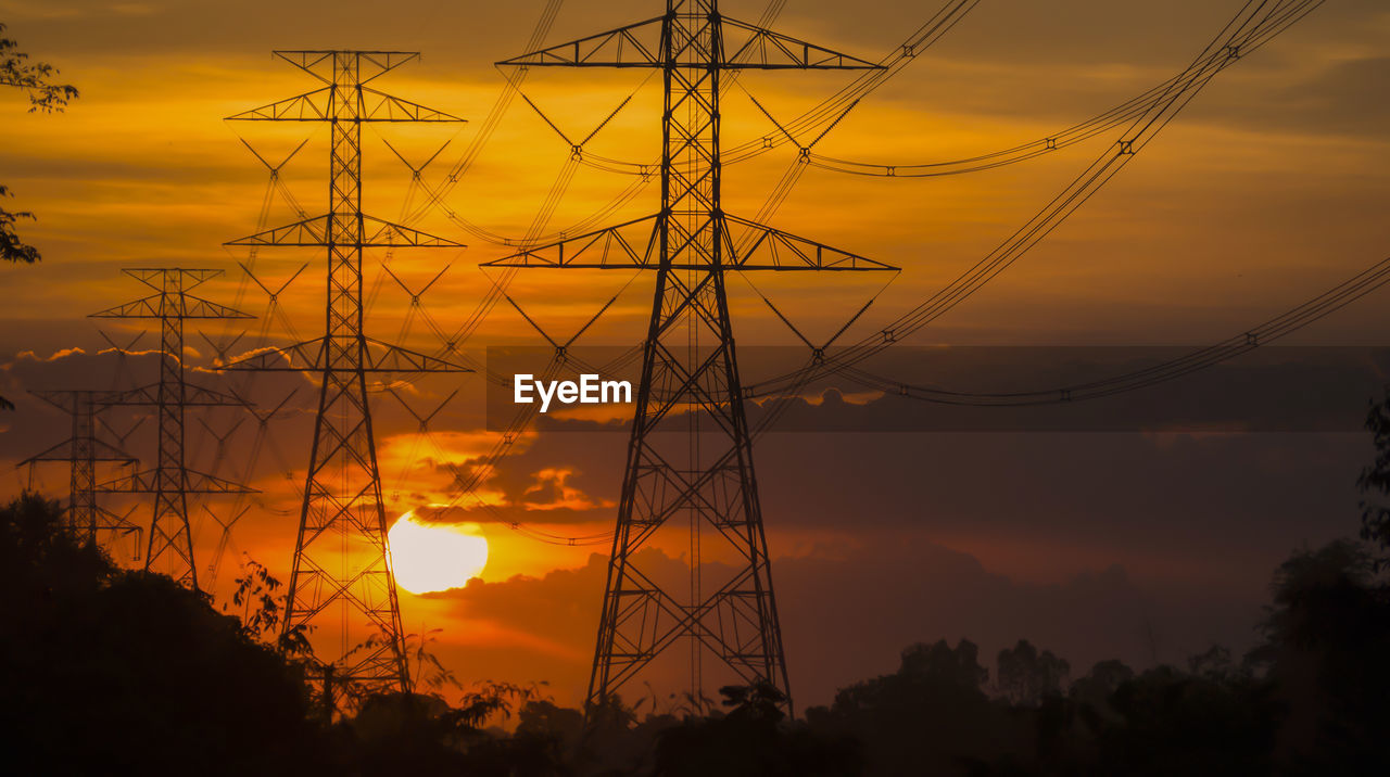 Electrodes, power and energy conservation ideas. during sunset