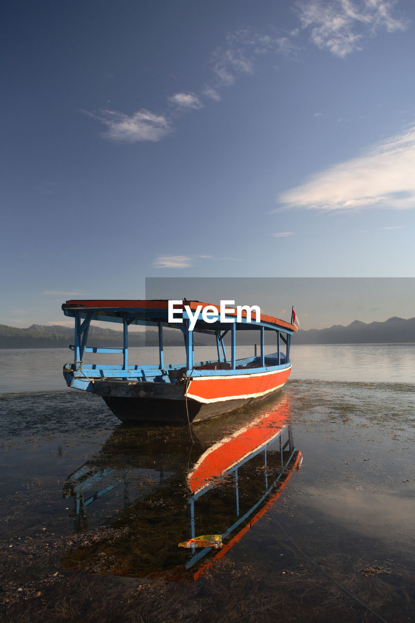 View of boat on beach