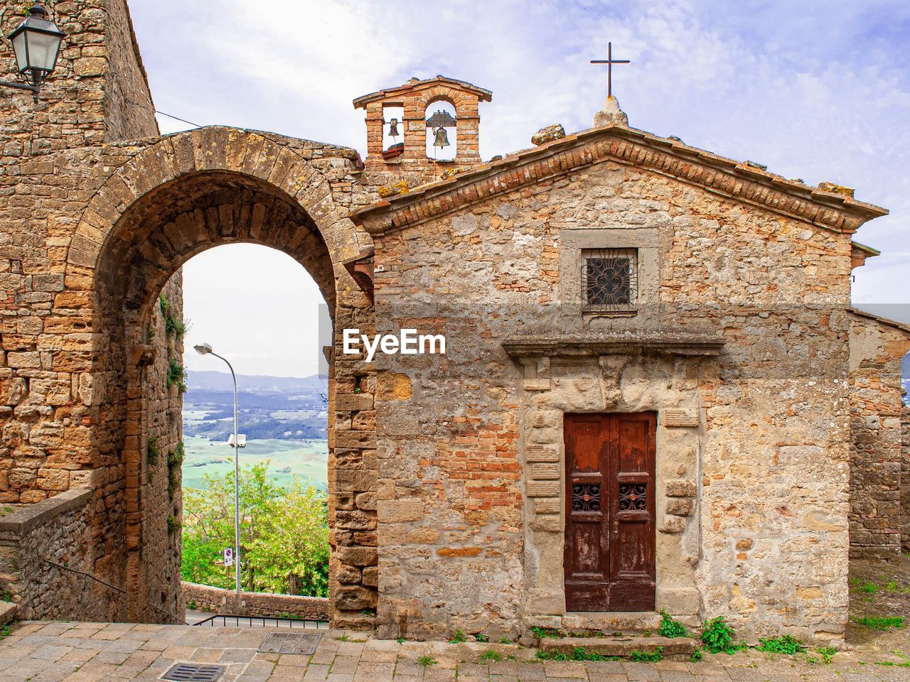 Exterior of old church in town