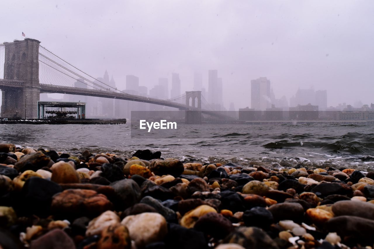 View of bridge over sea against sky