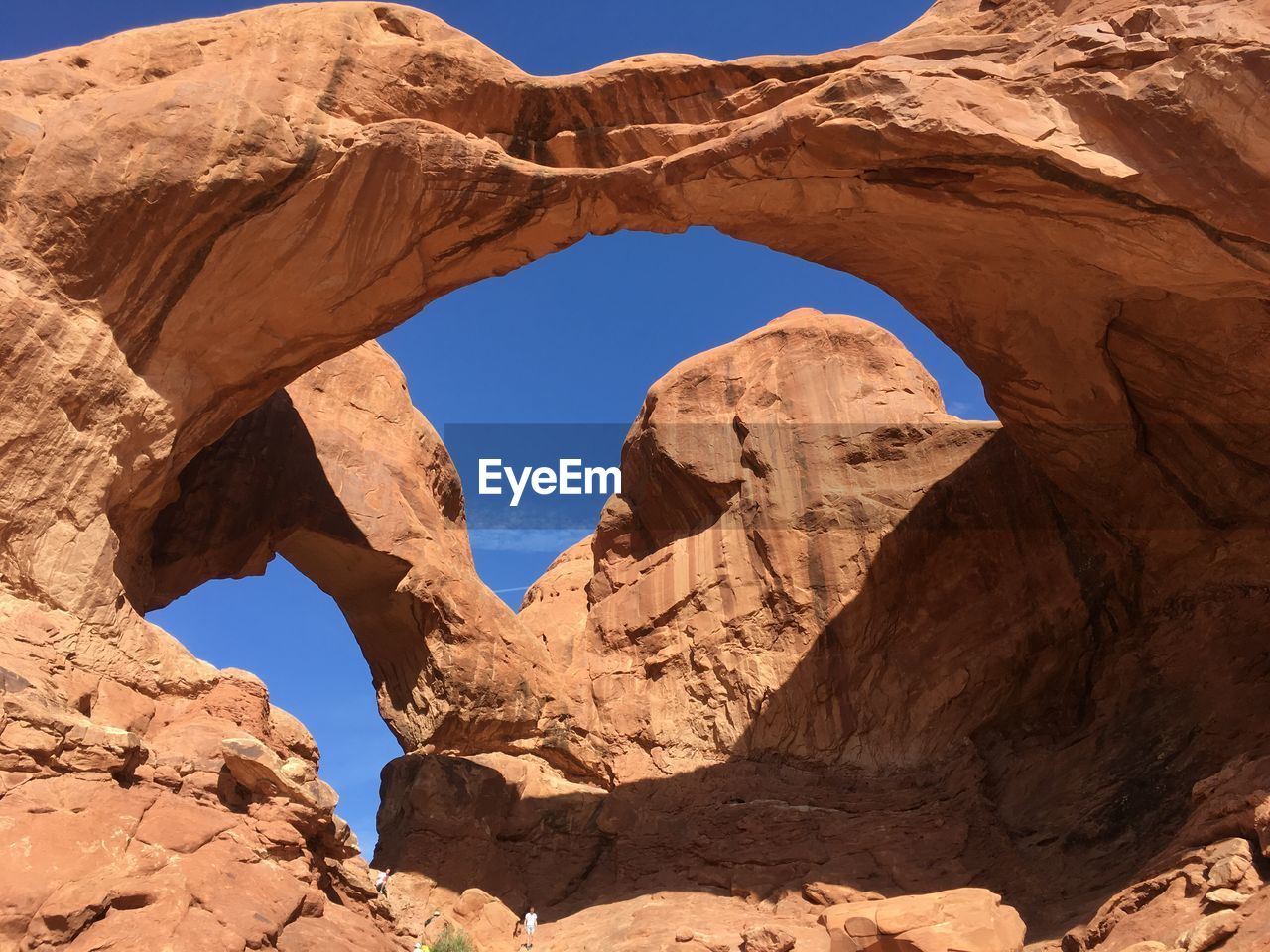 Low angle view of natural arch