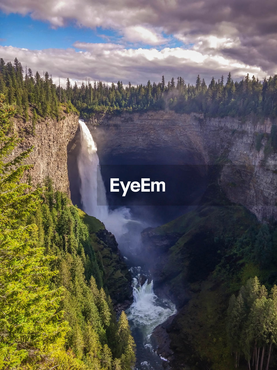 Scenic view of waterfall