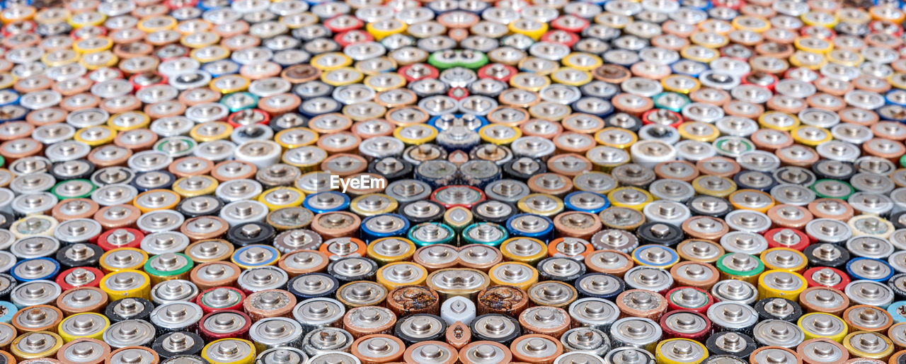 Used batteries from different manufacturers, waste, collection and recycling